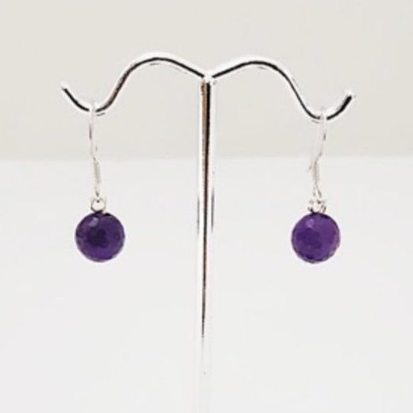Elegant Purple Amethyst Earrings 925 Silver Wire - Picture 2 of 8